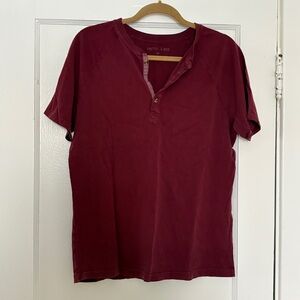 Pistol Lake Maroon Short Sleeve Henley T-Shirt